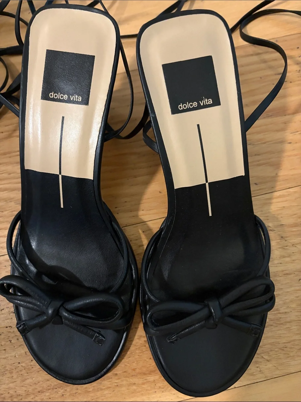 Dolce Vita Black Lace-Up Knot Heeled Sandals